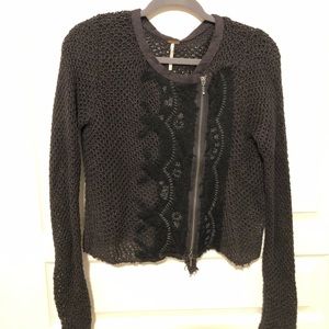 Free People Embroidered Knit Jacket